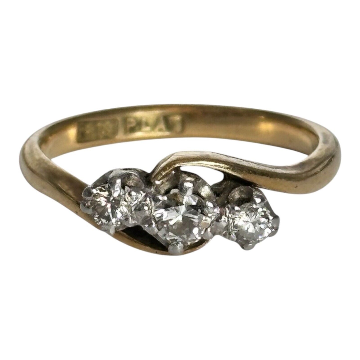 Vintage 18ct Gold Platinum Diamond Trio Ring