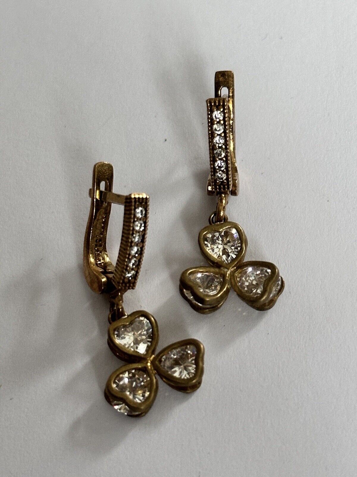 Vintage Clover Diamanté Drop Earrings