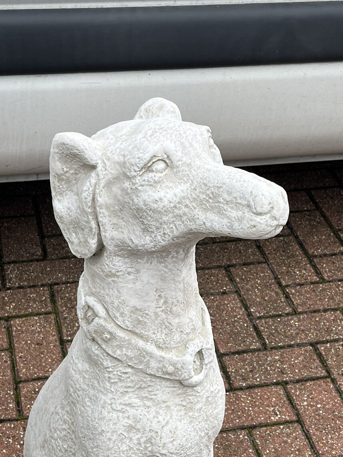 Life Size Pair Of Garden Seated Dog Statues, Great Look. Very Heavy.