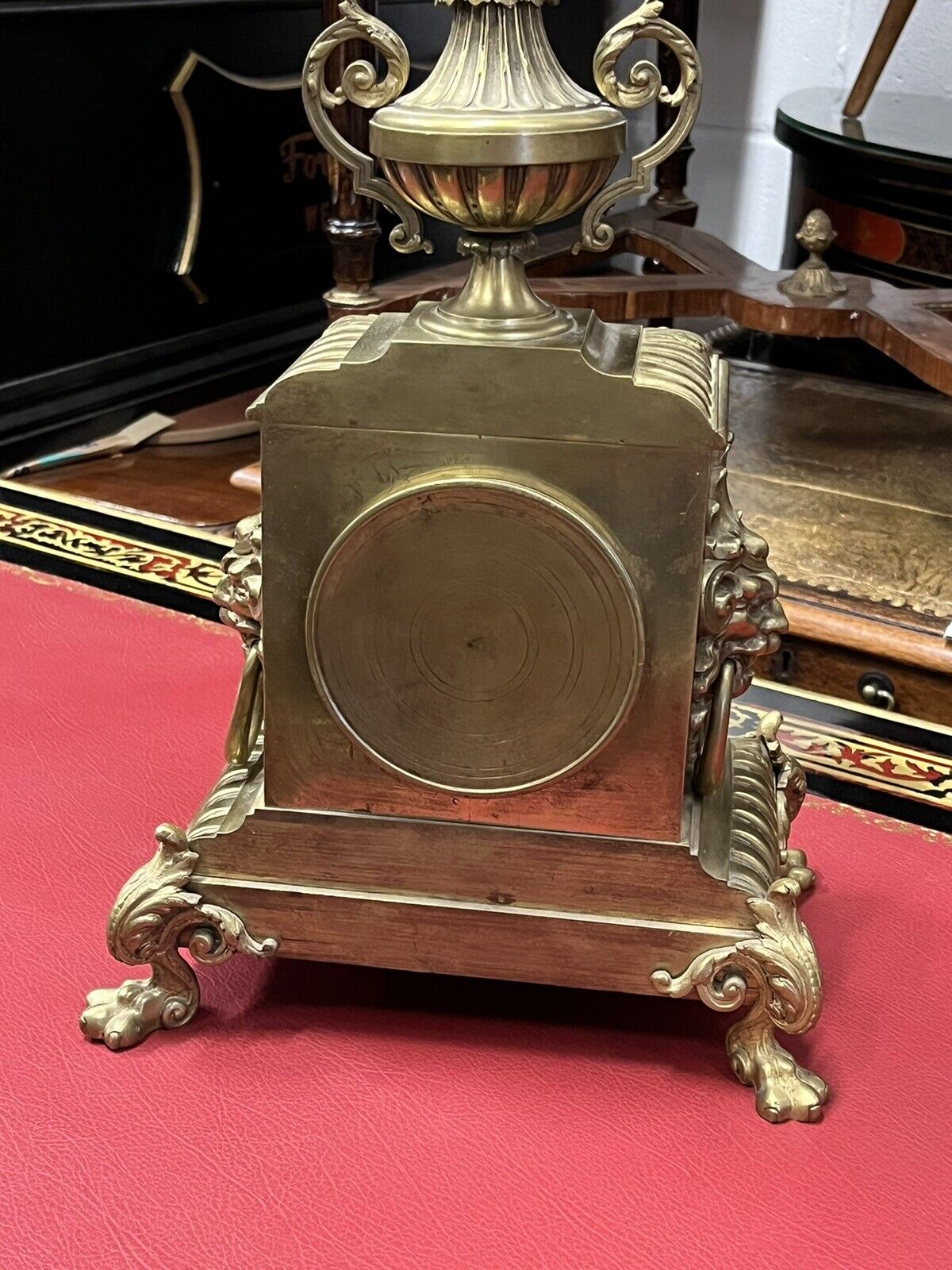 Victorian Brass Clock, Superb Quality, Chimes In A Bell, With Key And Pendulum