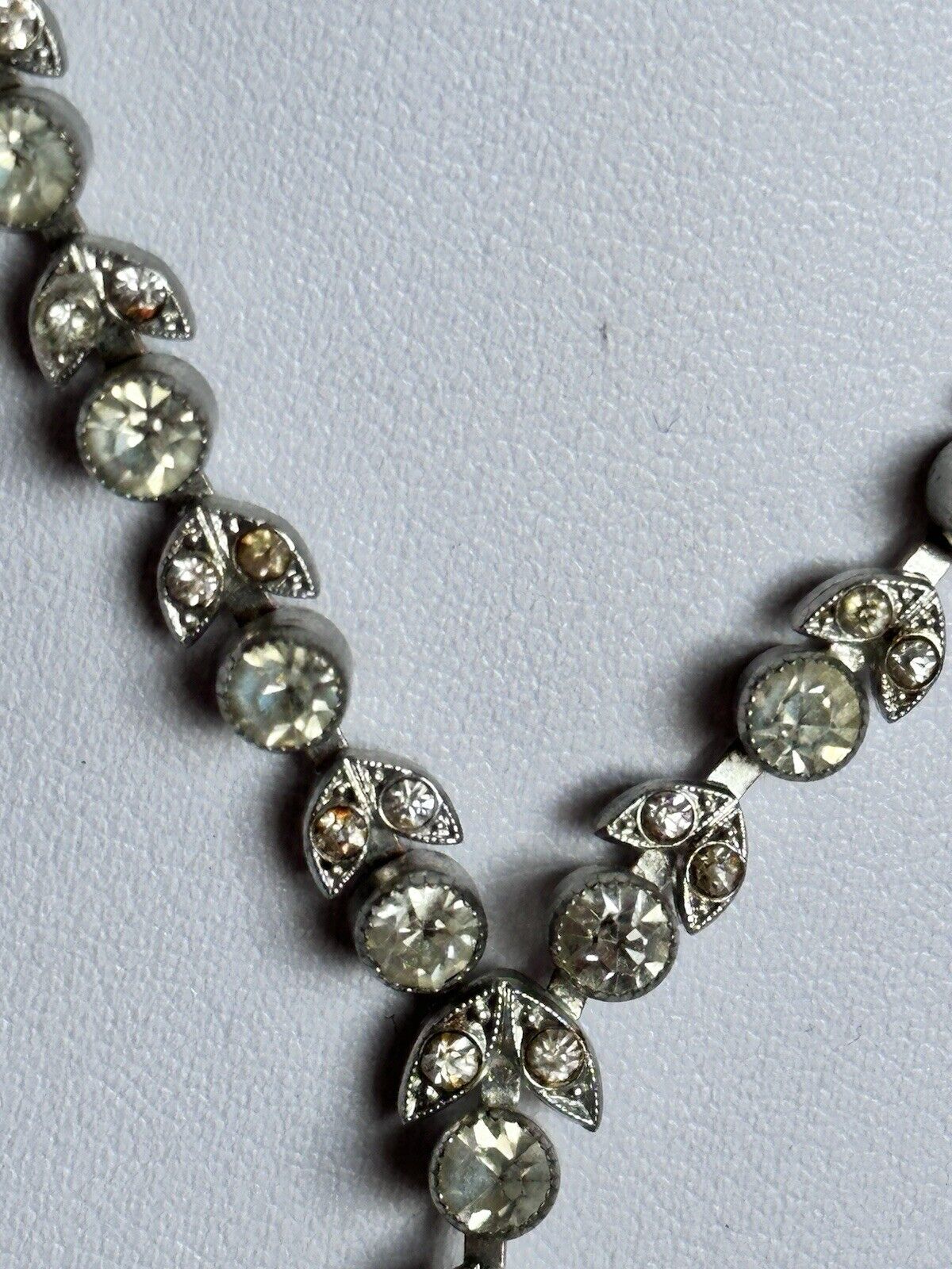 Vintage Old Glass Crystal Droplet Necklace