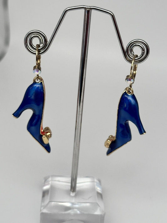 Vintage Butler And Wilson Blue Pink Shoe Earrings