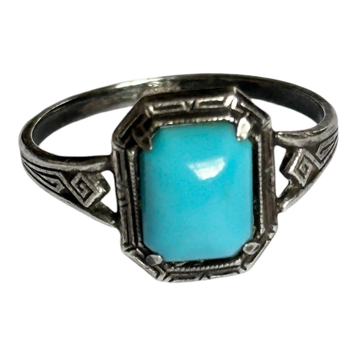 Vintage Silver Tone Faux Turquoise Ring