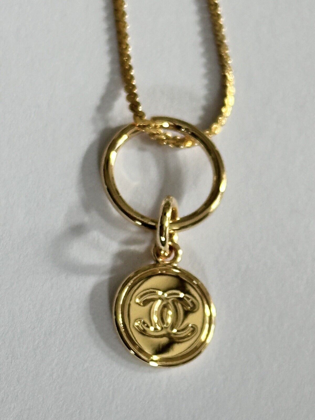 Genuine Chanel Charm Pendant Reworked On New 18ct Gold Plated Chain