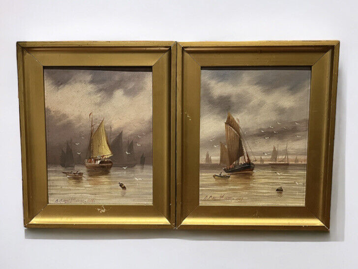 Pair Of Framed Maritime / Marine Oil Paintings, Signed And Dated 1909