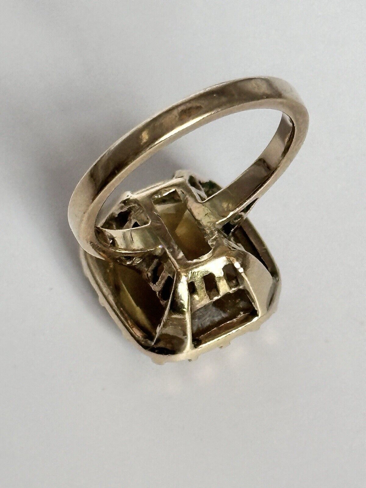 Vintage 9ct Gold Citrine Statement Cocktail Ring