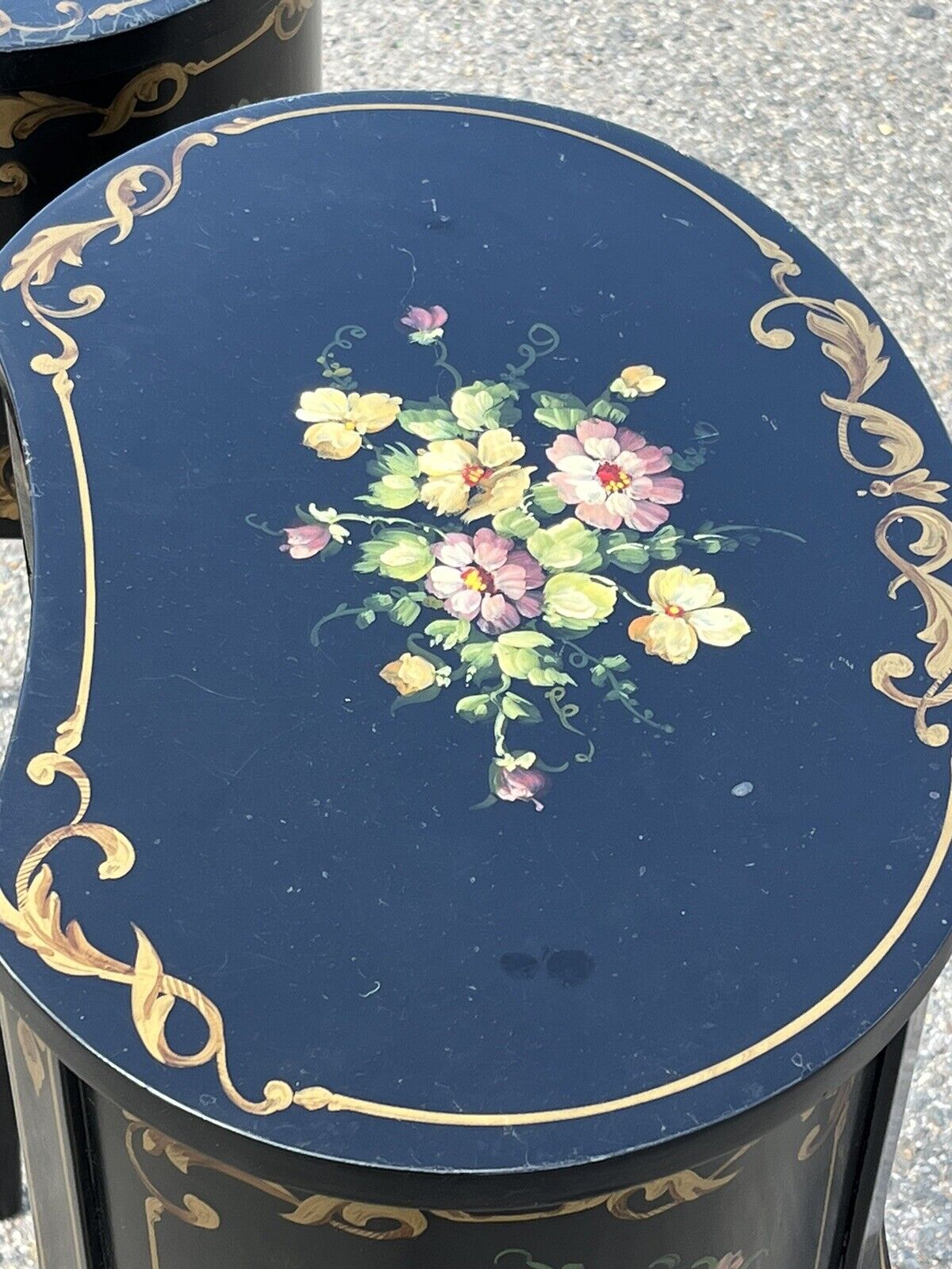 Pair Of Bedside Cabinets. Lamp Tables. Side Tables. Decorated With Flowers