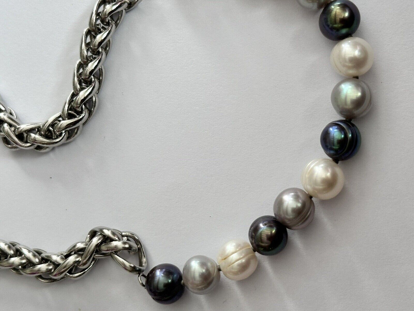 Vintage Rhodium Plated Freshwater Pearl Necklace