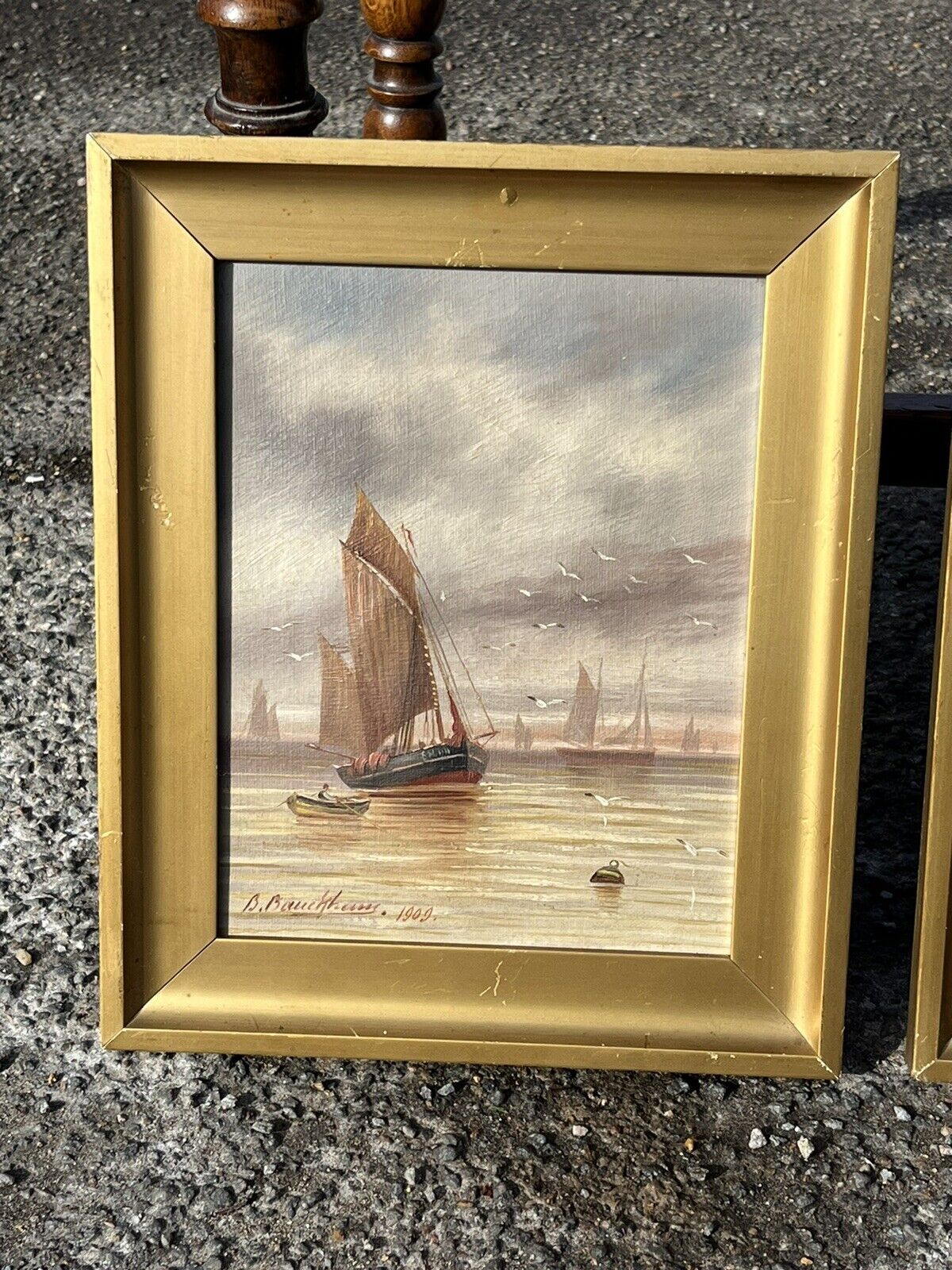 Pair Of Framed Maritime / Marine Oil Paintings, Signed And Dated 1909