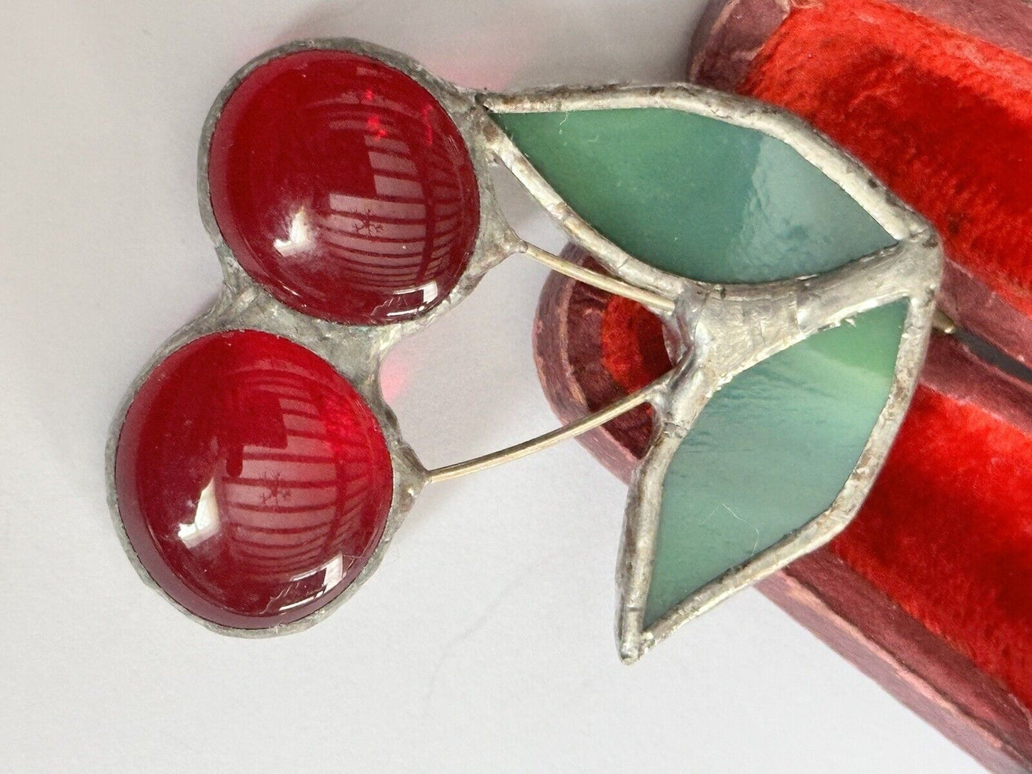 Vintage Glass Cherries Statement Brooch