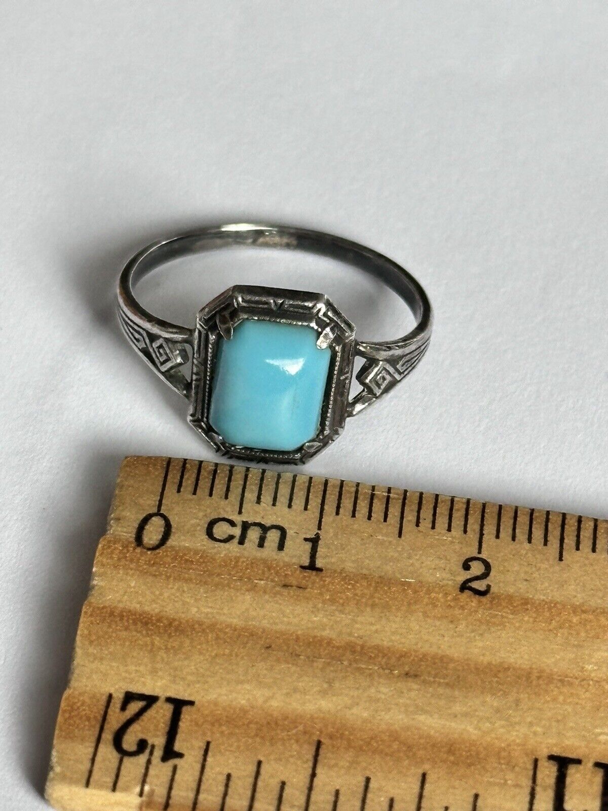 Vintage Silver Tone Faux Turquoise Ring