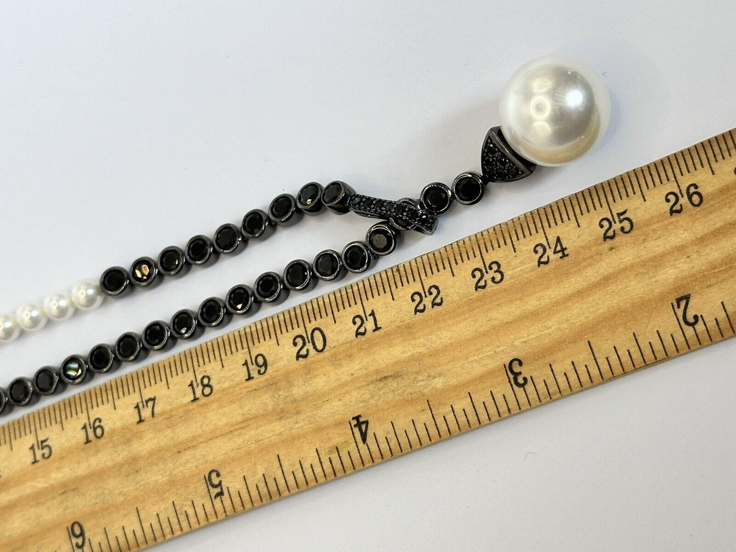 Vintage Black Diamanté Faux Pearl Adjustable Necklace