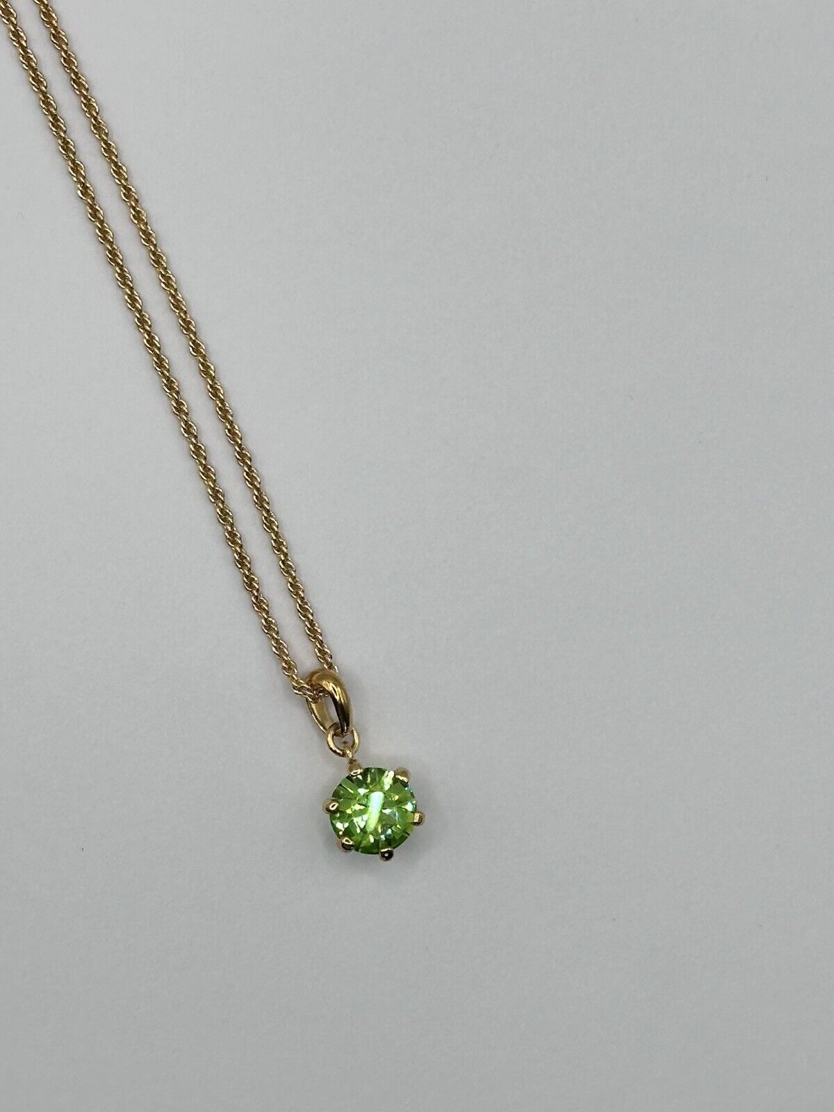 Gold Plated Necklace Made With Green Swarovski Crystal New Old Stock