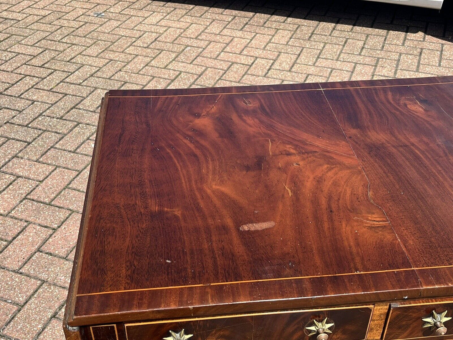 Antique Regency Inlaid Mahogany Sofa Table, Side Table, Console Table, Drawers