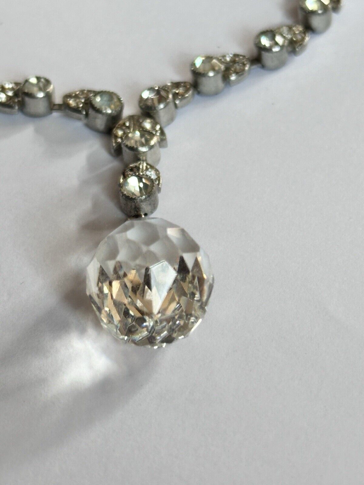 Vintage Old Glass Crystal Droplet Necklace