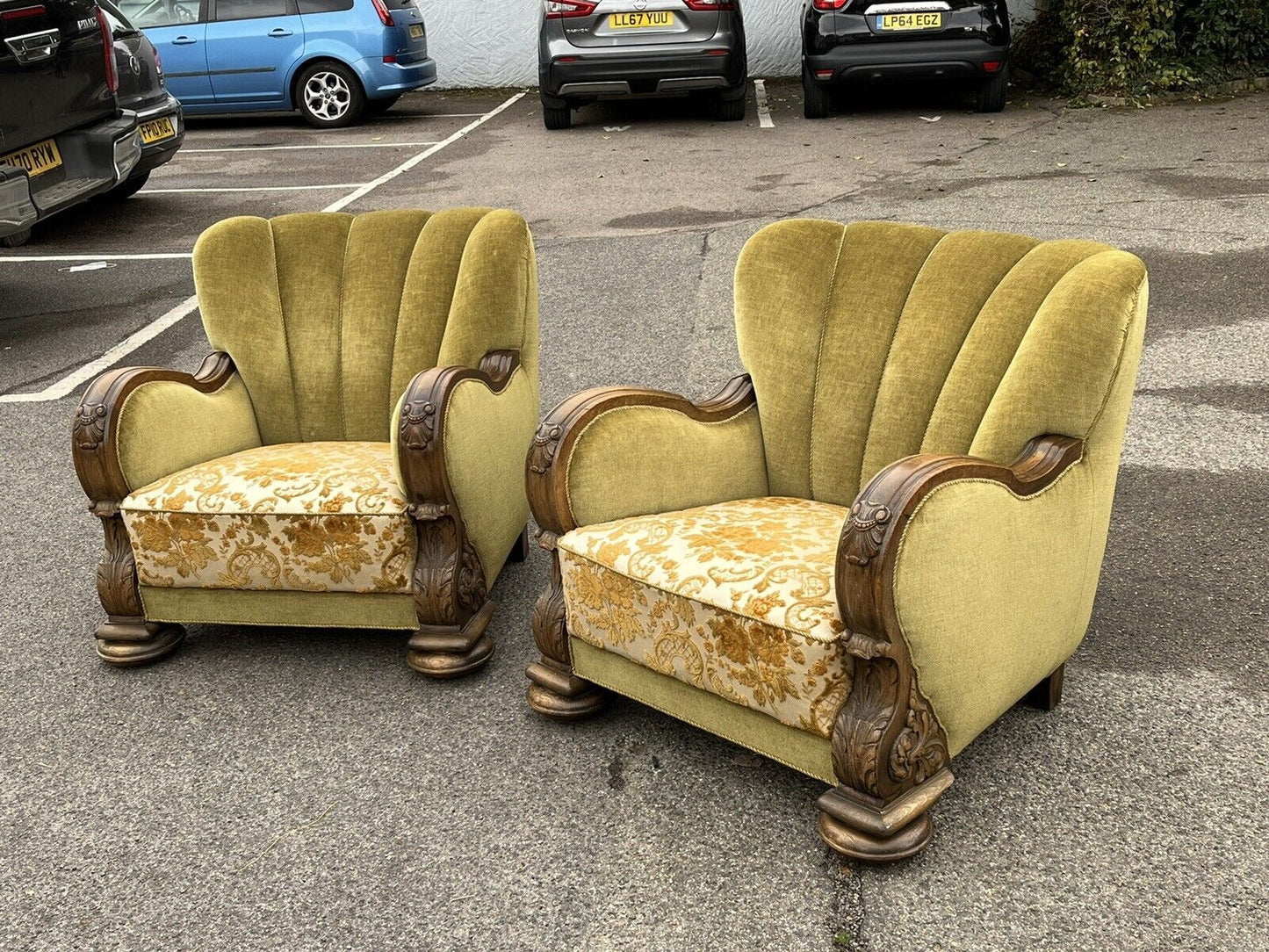 Cloudback Armchairs Very Much Art Deco Inspired, Circa 1970 Mid-Century