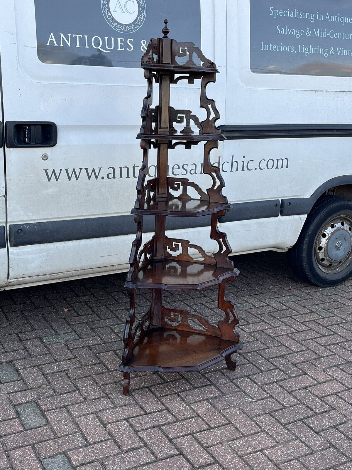 Antique Mahogany Whatnot Display Shelves