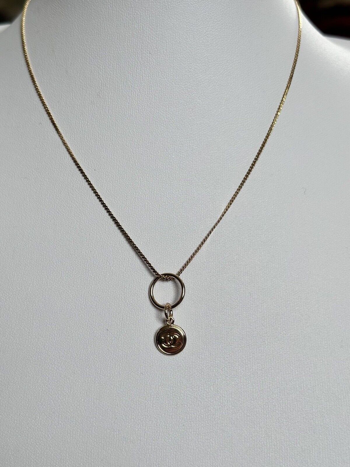 Genuine Chanel Charm Pendant Reworked On New 18ct Gold Plated Chain