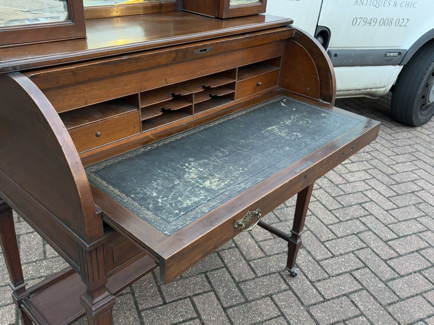 Victorian Satin Walnut Roll Top Desk With Fitted Interior , Loads Of Storage.