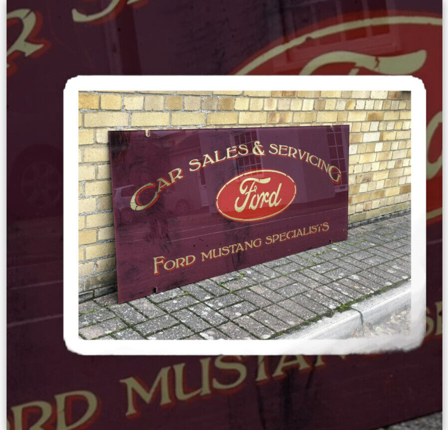 Ford Mustang Glass Garage Shop Sign. HUGE IN SIZE. 183  cms x 78 cms