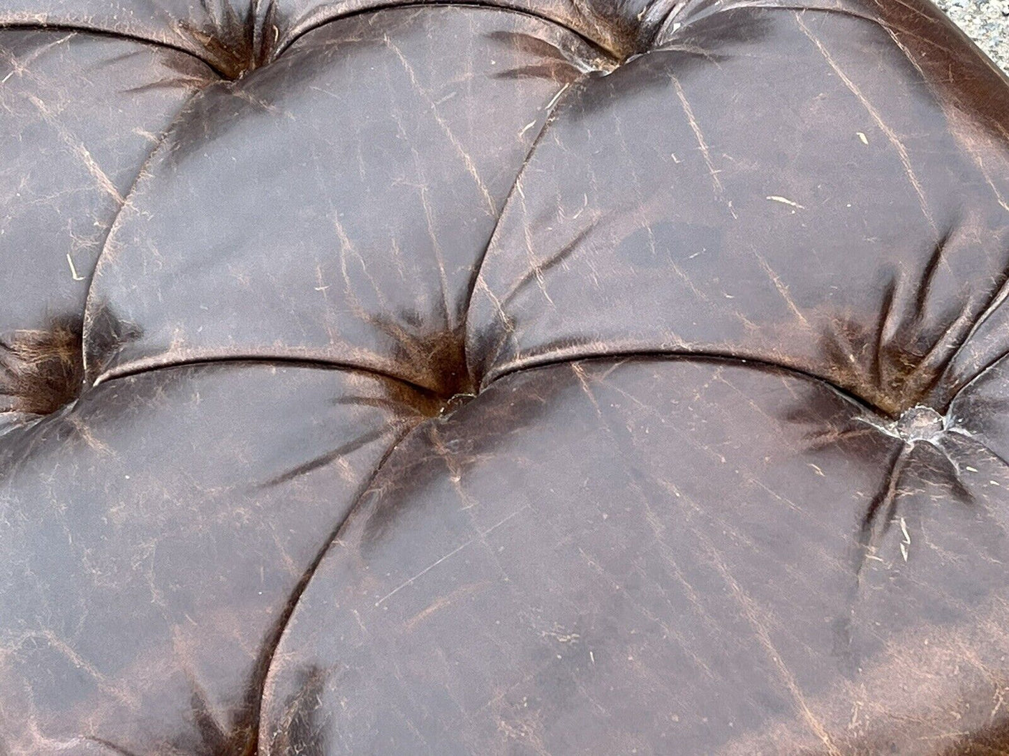 Large Brown Leather Foot Stool.