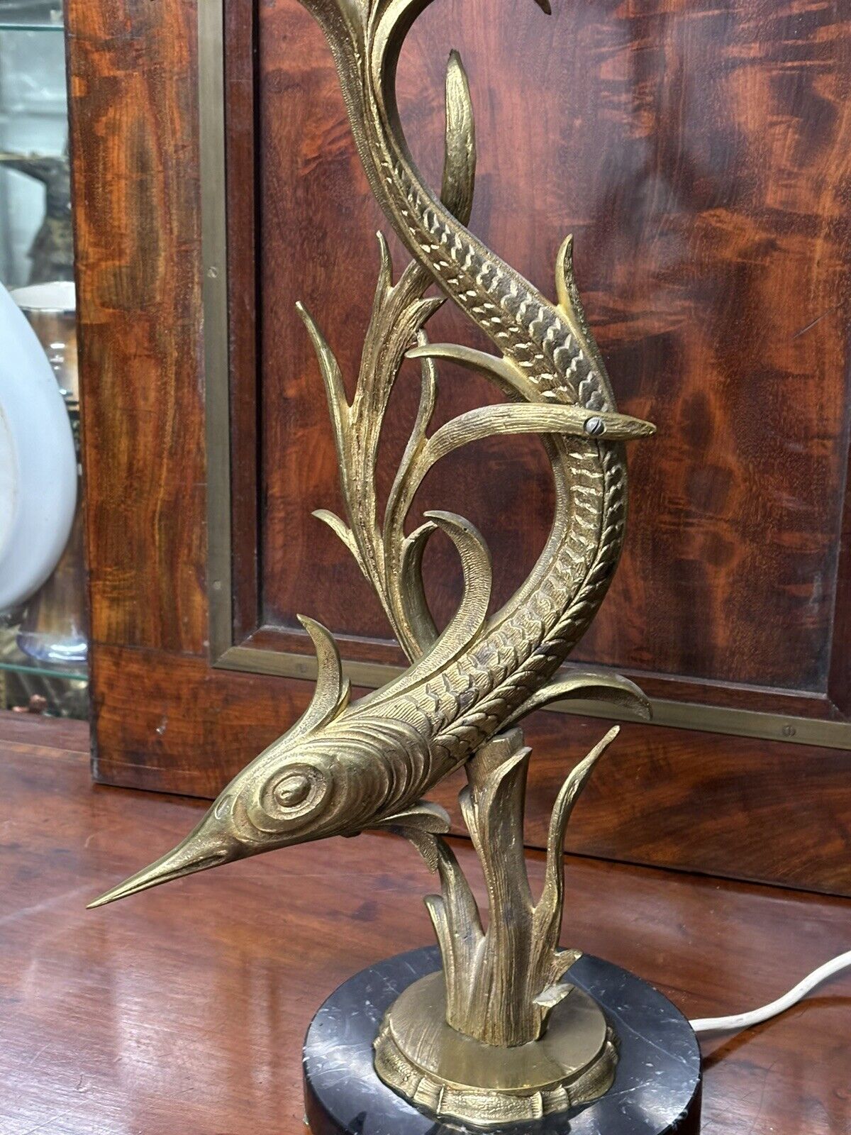 Mid Century Brass Swordfish Lamp