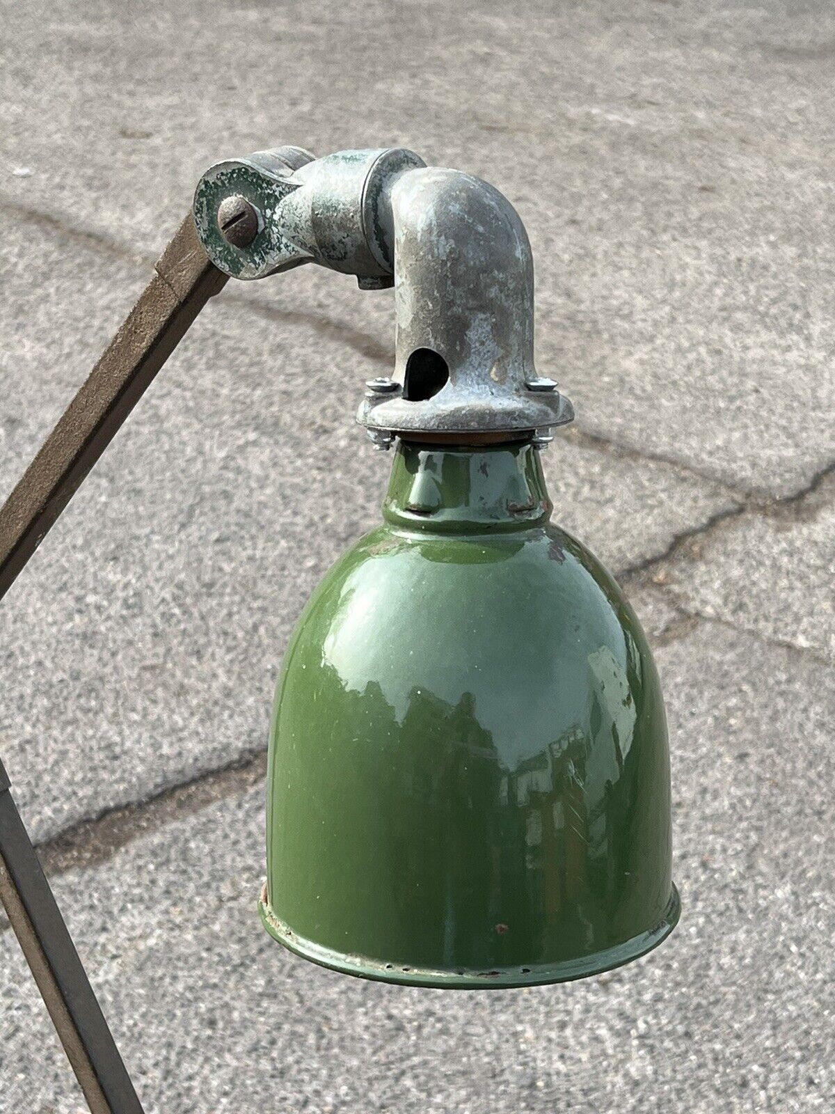 Industrial Angle Poise Lamp With Green Enamel Shade