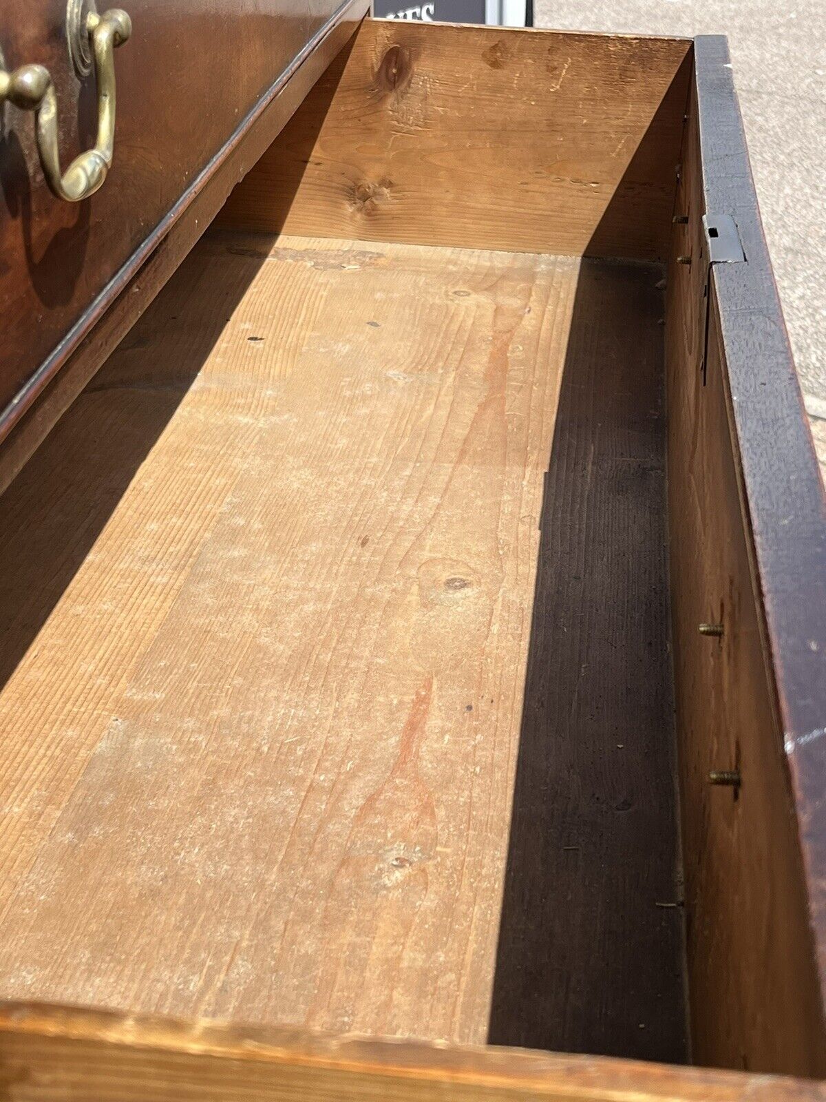 Georgian Mahogany Chest On Chest. Original Brass Handles, Bracket Feet.