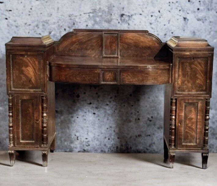 Antique Regency Mahogany Sideboard With Wine Cooler, Drawers & Cupboards.