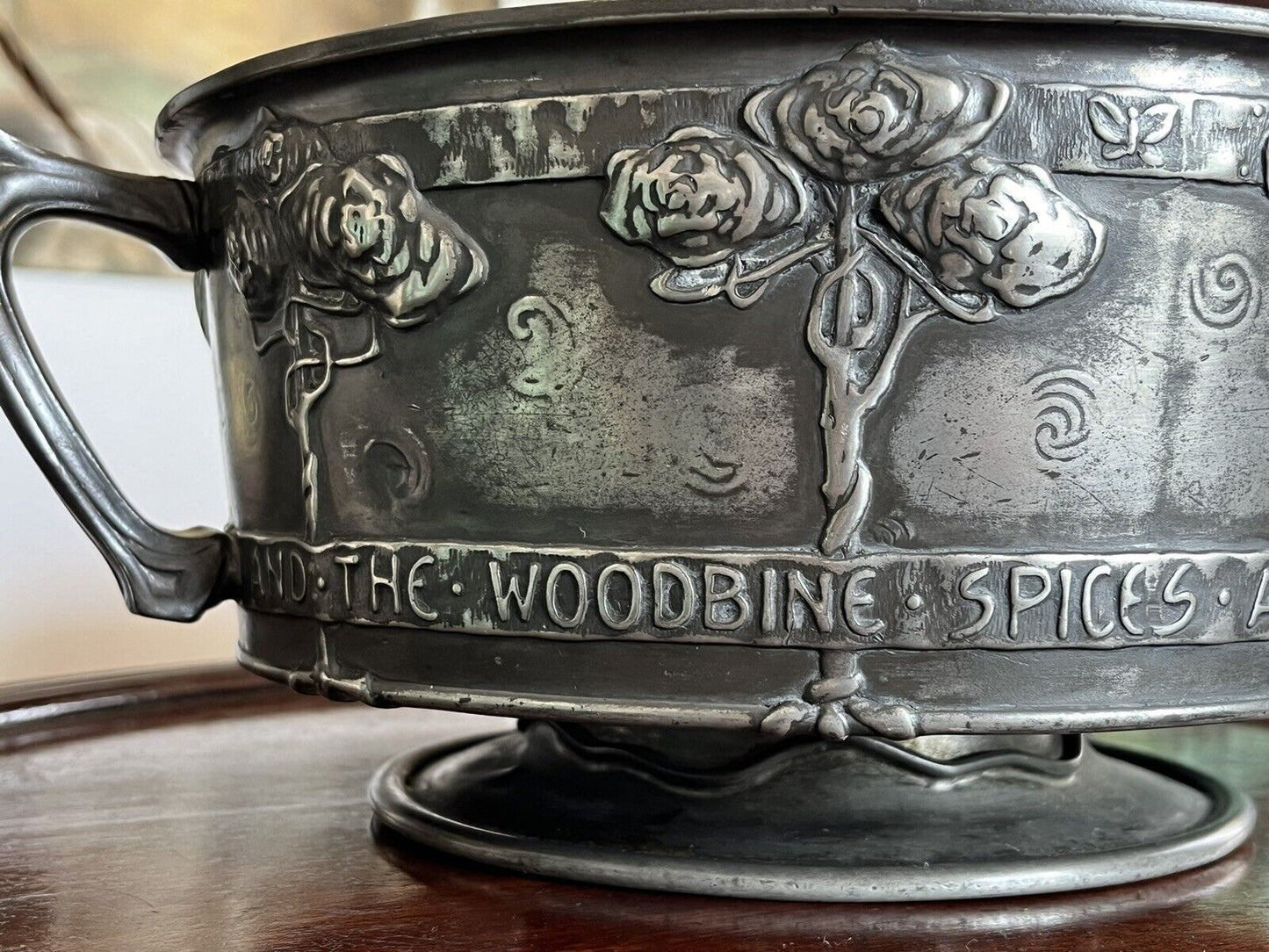 Liberty & Co Tudric Arts & Crafts 2 Handle Pewter Rose Bowl By David Veasey