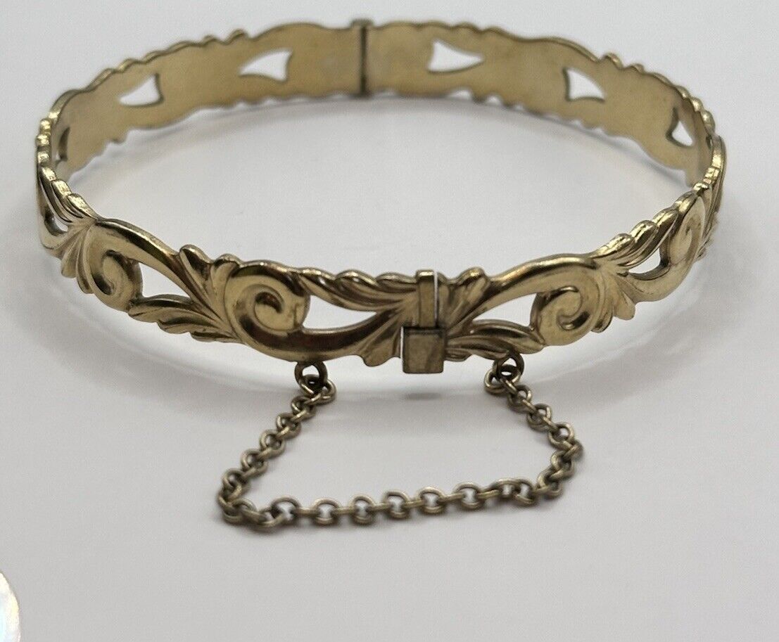 Vintage 9ct Rolled Gold Hinged Bracelet Safety Chain