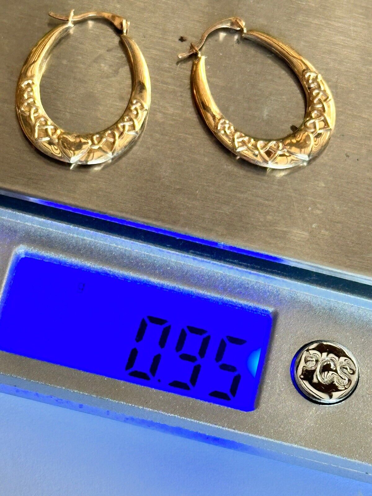 Vintage 9ct Yellow Gold Creole Heart Hoop Earrings