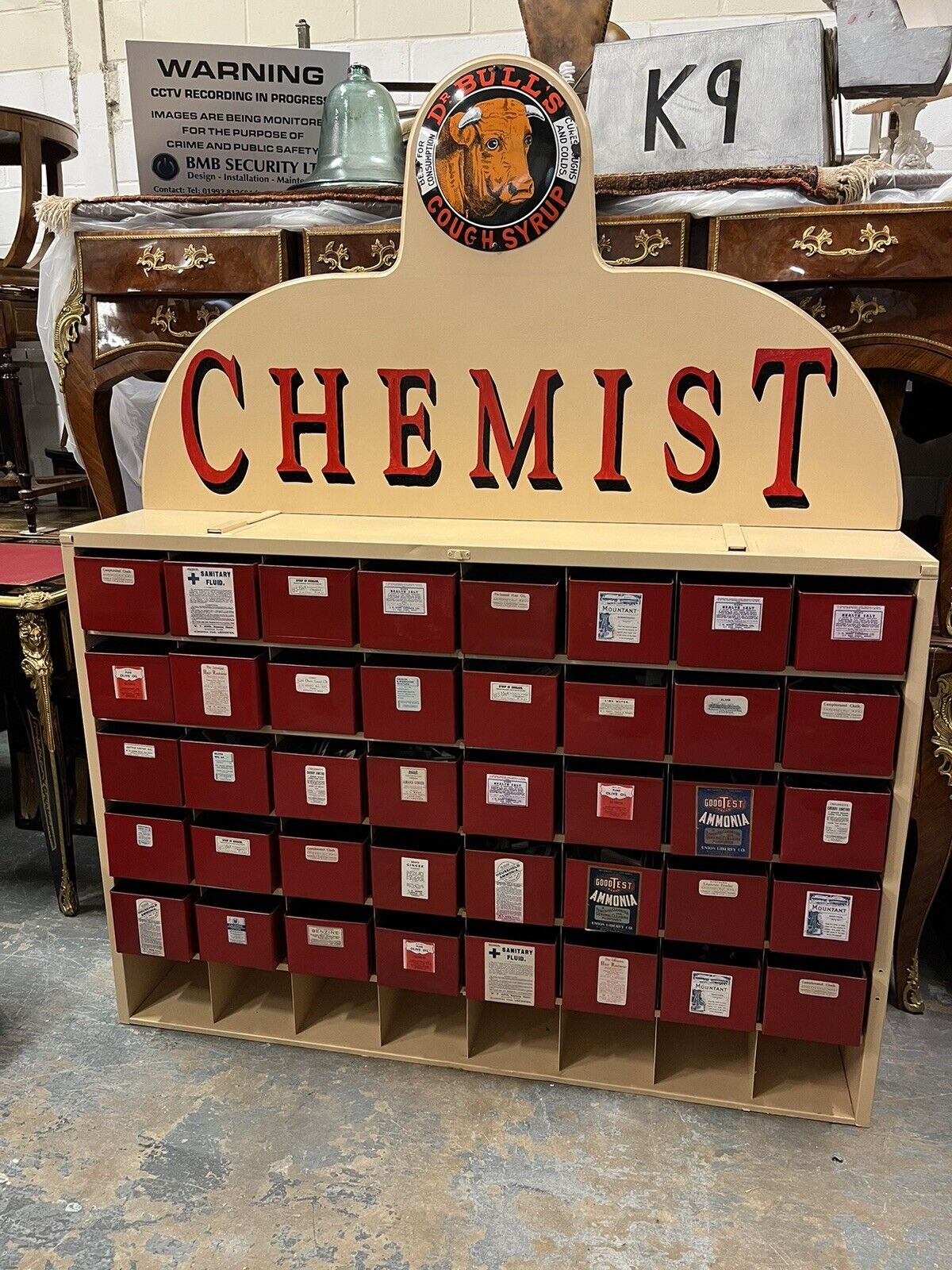 Large Chemists Bank Of Drawers, Lots Of Storage. 40 Deep Metal Drawers