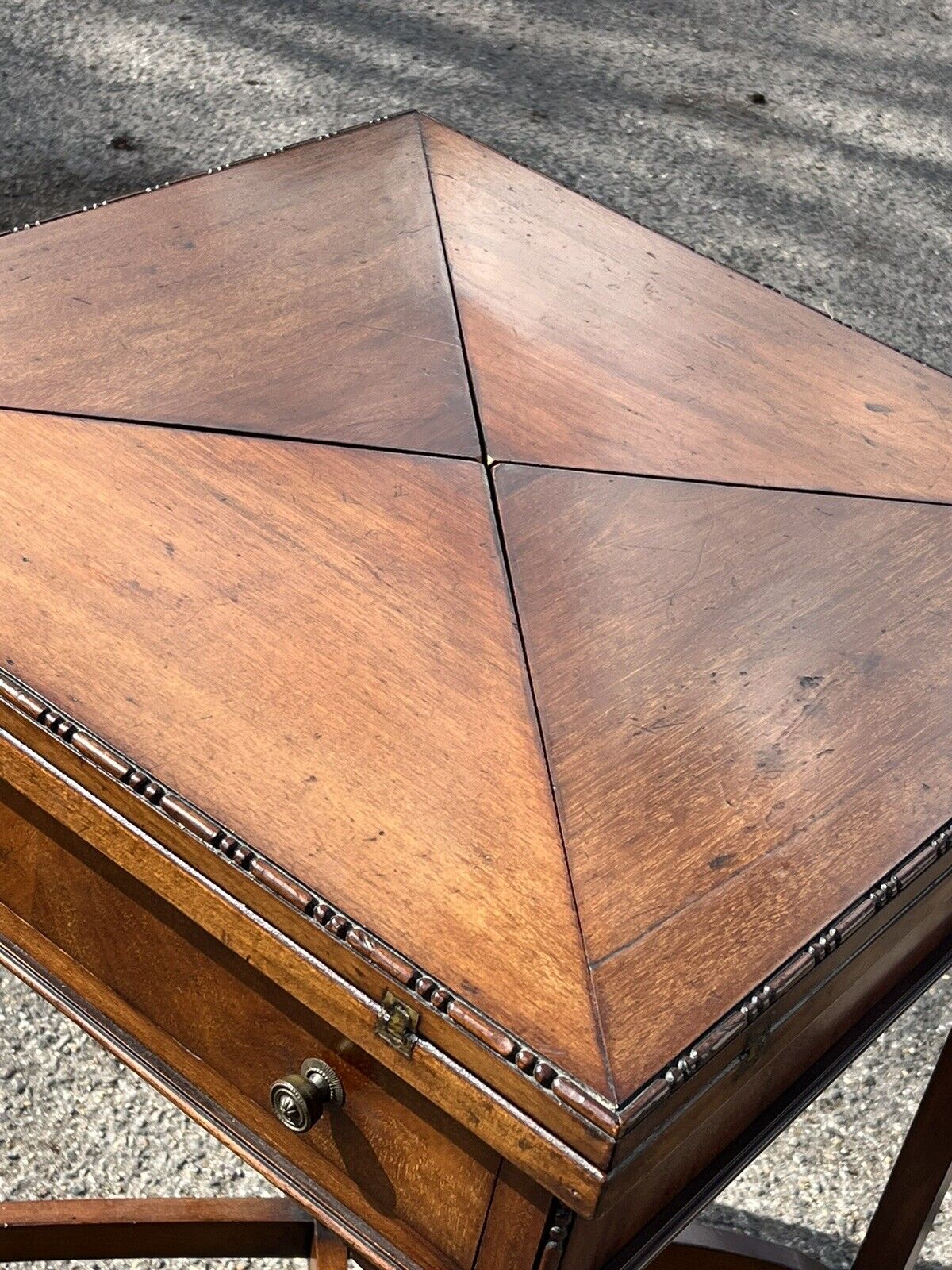 Victorian Games Table , Green Baized Playing Area with Counter Holders