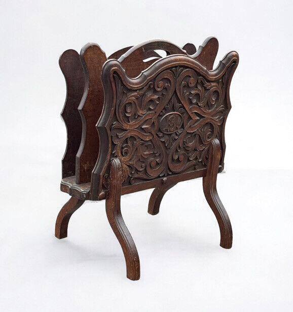 Victorian Magazine Rack / Canterbury. Fine Carved Decoration