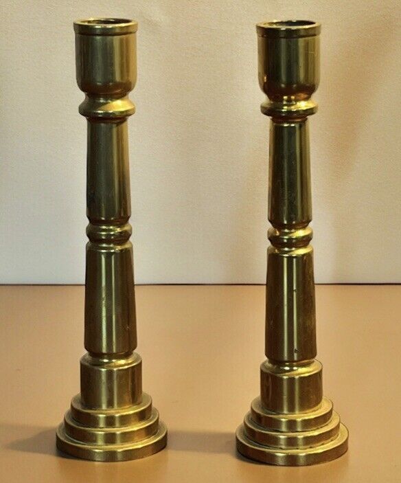 Arts & Crafts Heavy  Brass Candlesticks.