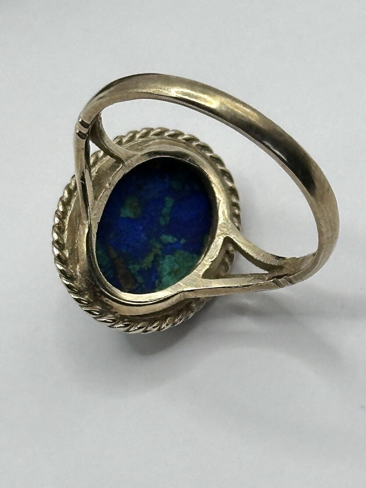 Antique Vintage 9ct Gold Azurite Malachite Ring