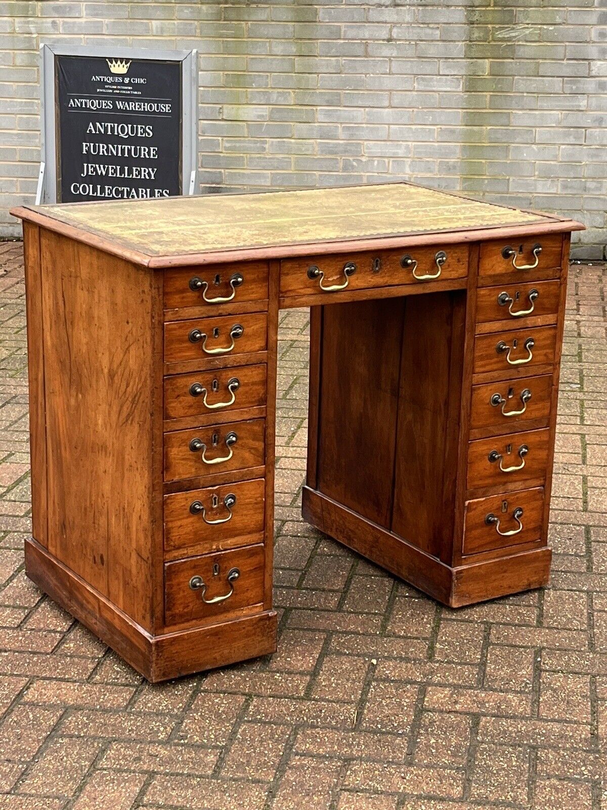 George III Mahogany Desk. Superb Proportions.