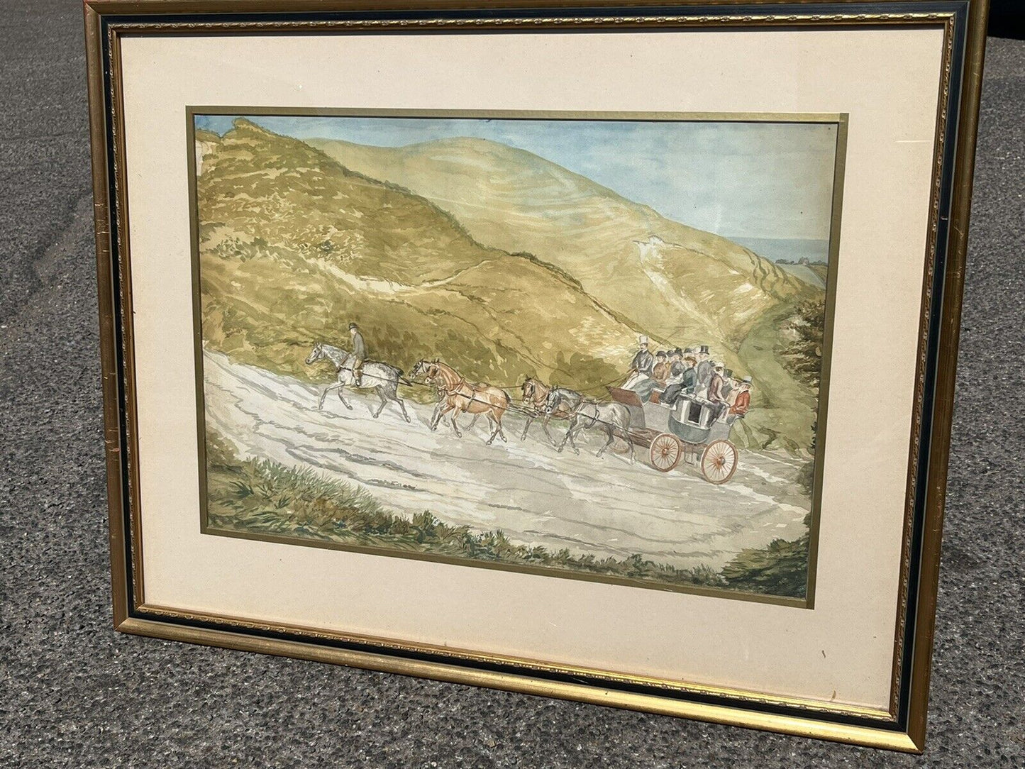 Folkestone & Canterbury Quicksilver Coach, Framed Watercolour.