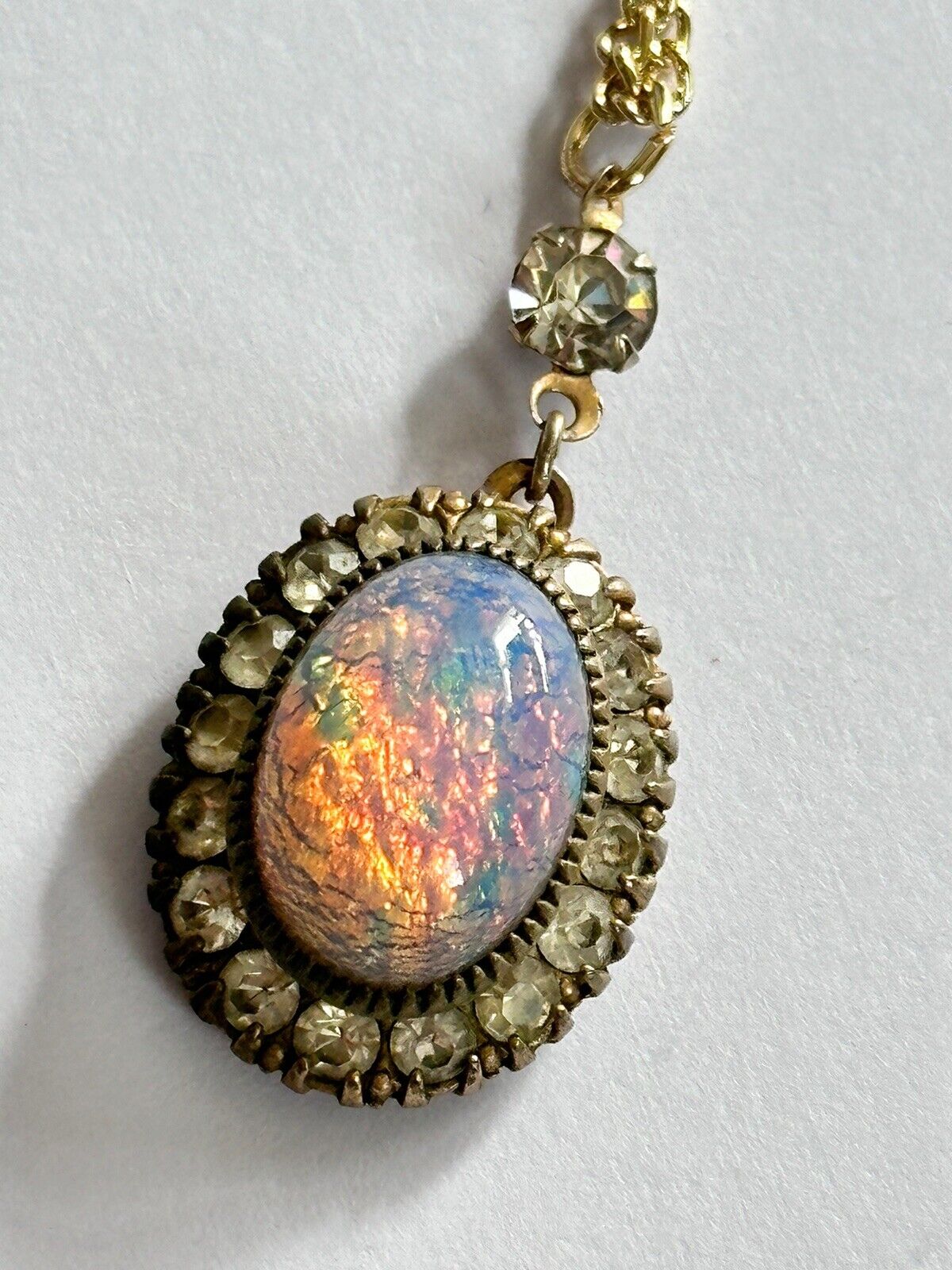 Vintage Dragons Breath Foiled Paste Pendant Necklace