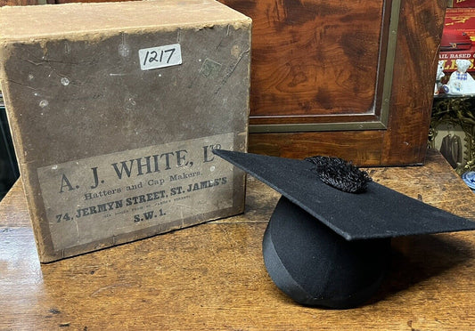 Antique Graduation Hat In Original Box By A J WHITE, Jermyn St, St James SW 1