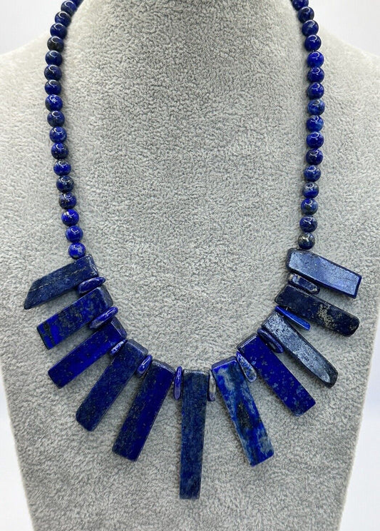 Vintage Lapis Lazuli  Carved Necklace