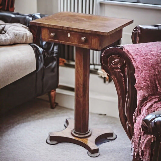 Victorian Mahogany Lamp Table, Side Table With Drawer.