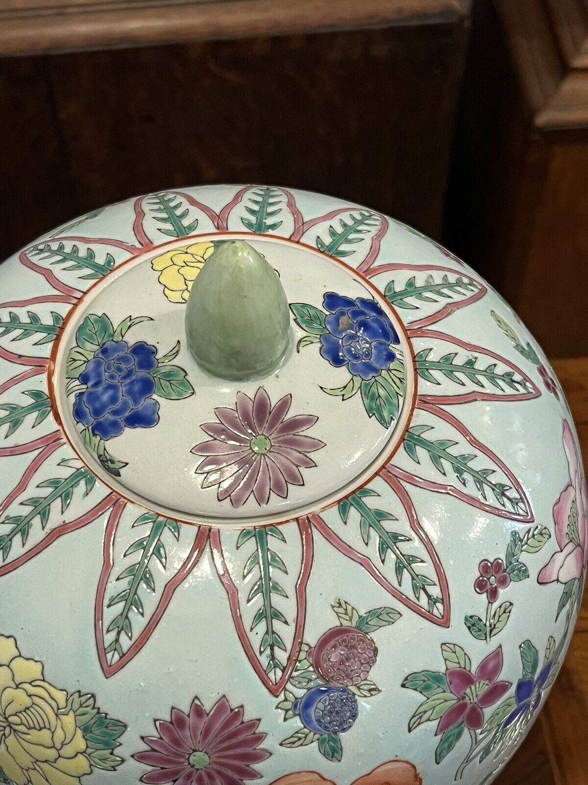 Chinese Vase, Decorated With Flowers & Butterflies