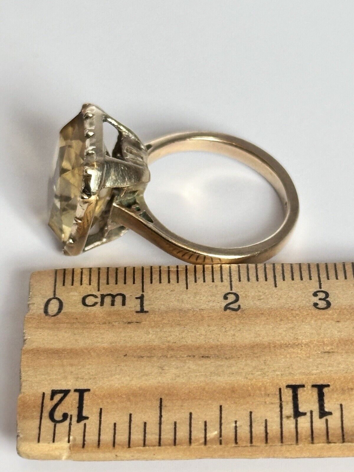 Vintage 9ct Gold Citrine Statement Cocktail Ring