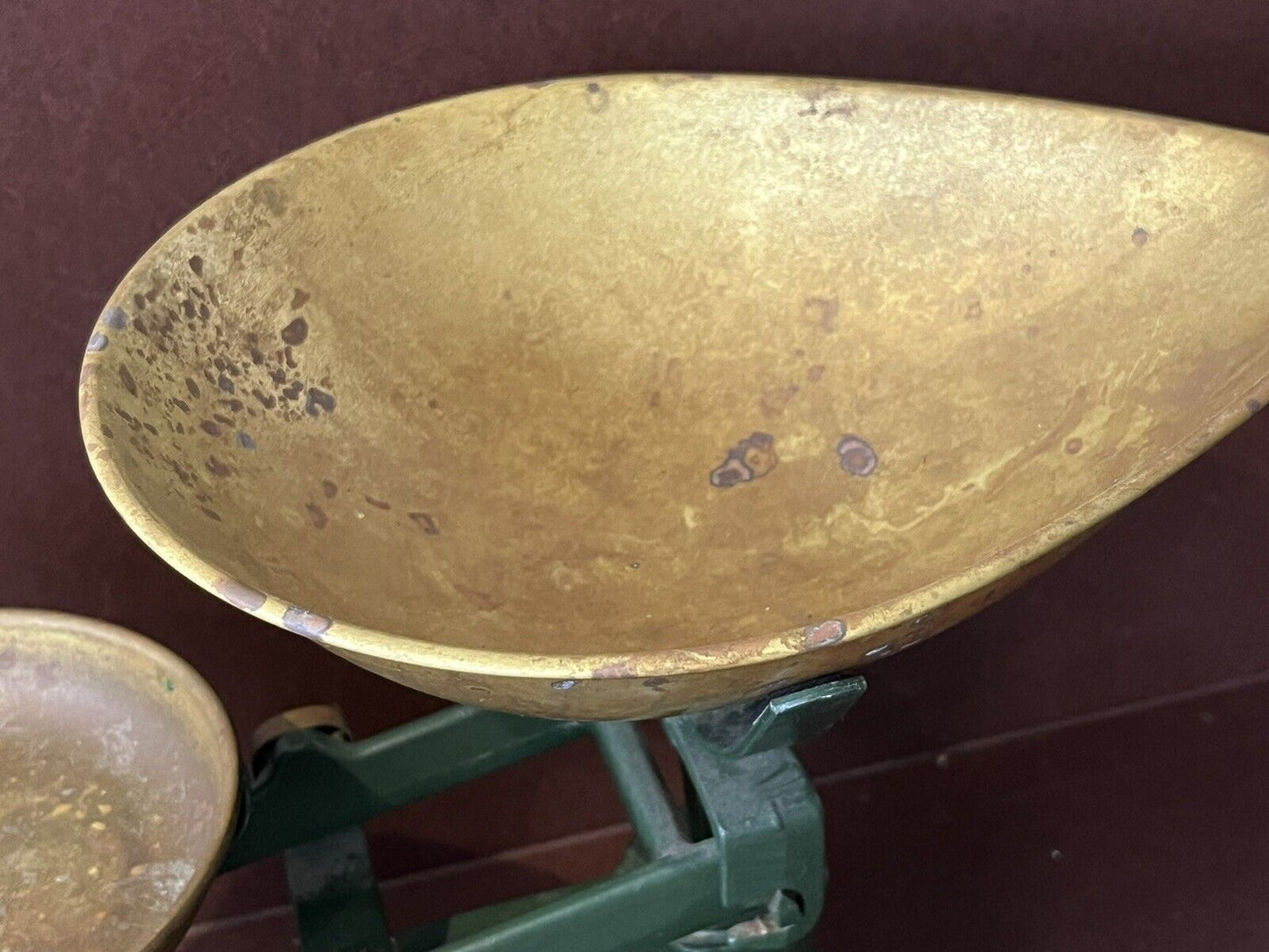 Old Scales With Set Of Brass Bell Weights