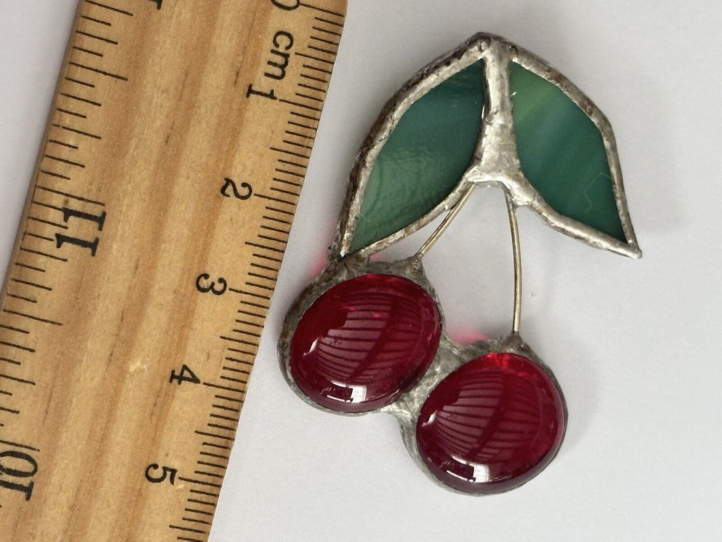 Vintage Glass Cherries Statement Brooch