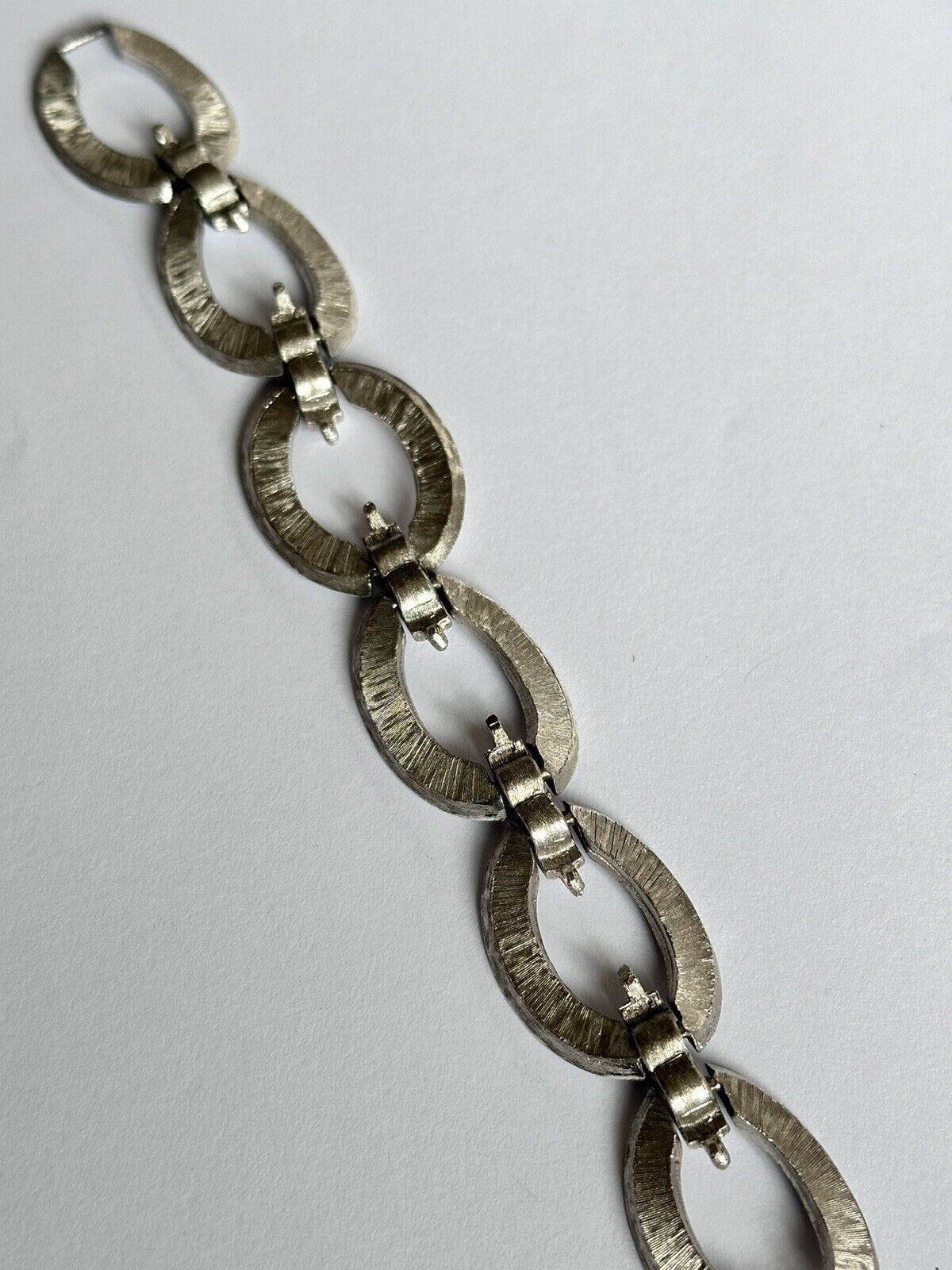 Vintage Crown Trifari Silver Tone Linked Bracelet