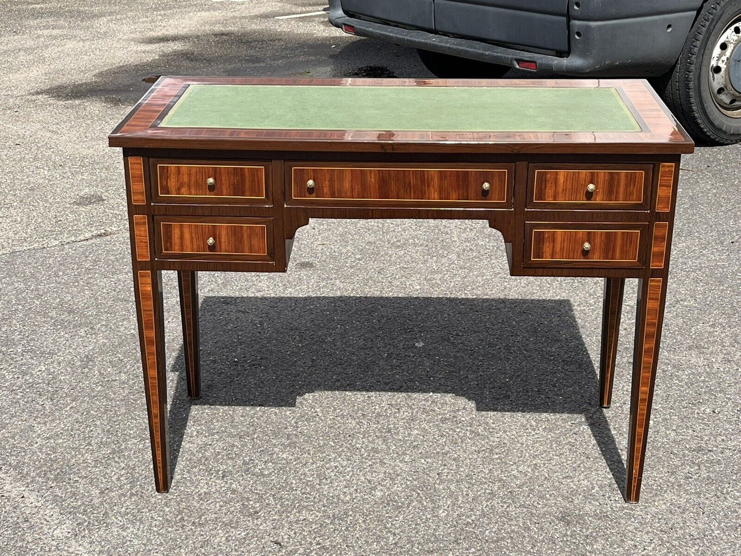 Kingswood Veneer Desk, Elegant, And Impressive. Green Top.