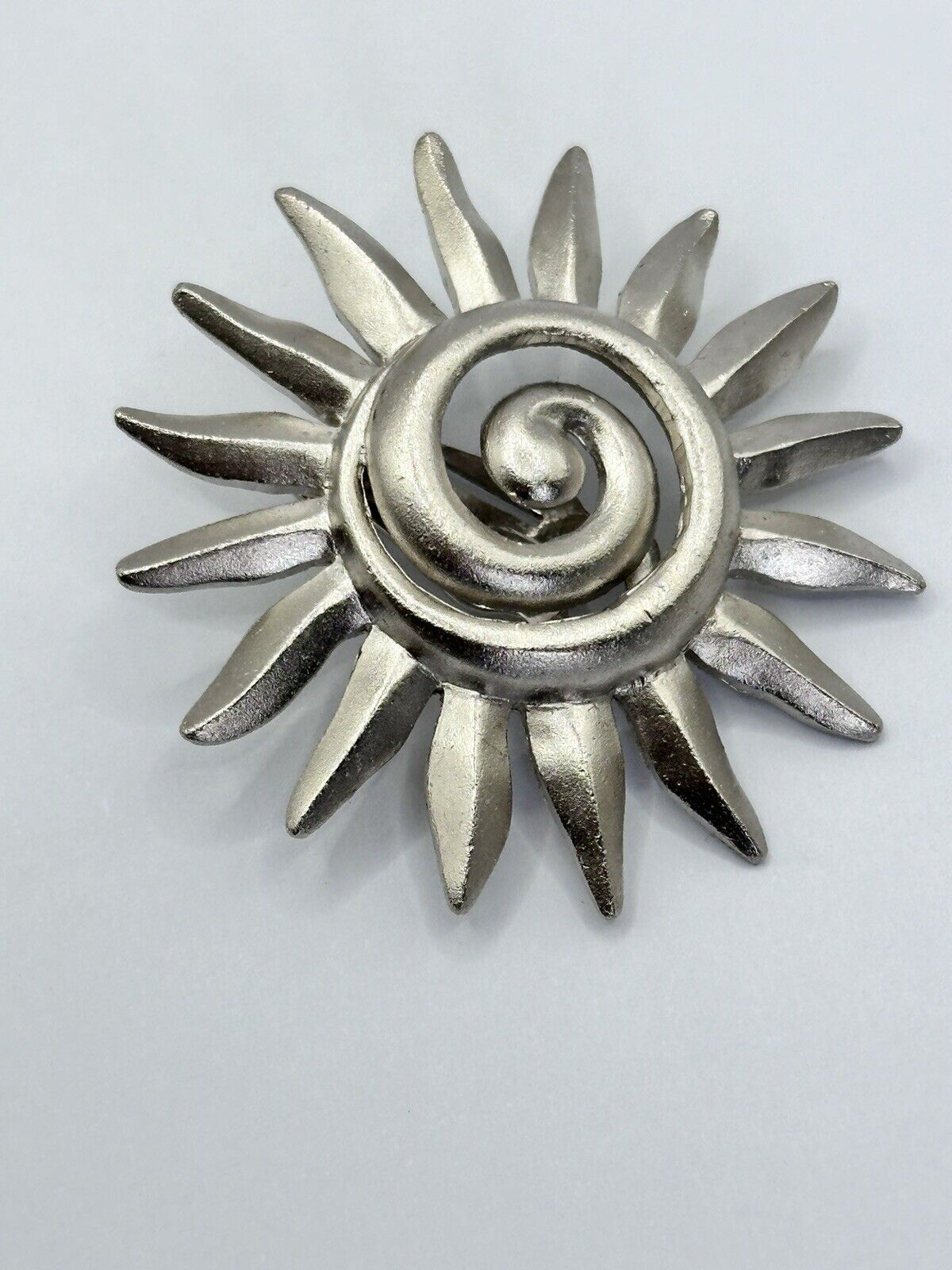 Vintage Silver Tone Sunburst Clip On Earrings